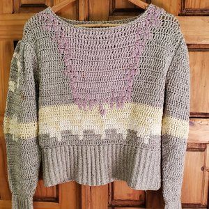 *flaws* Contempo Casuals Silk Acrylic Knit Sweater Large Cropped FLAWS